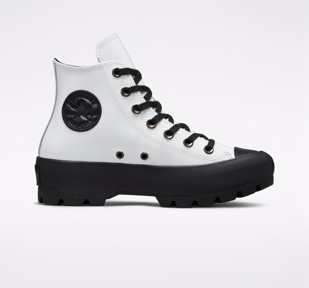 Converse Surface Fusion Lugged Chuck Taylor All Star High Top Platform Skor Dam Vita Vita Svarta | 579308RWY